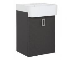 Meuble sous vasque + vasque céramique EDMA, 1 porte, anthracite butée droite, 355x550x278/355