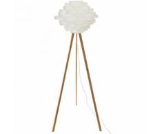 Atmosphera - Lampadaire trépied en bambou et abat-jour blanc H153