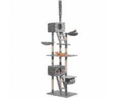 Arbre à chat avec griffoir en sisal 230-260cm Gris Motif pattes