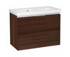 Meuble sous vasque + vasque EOLA tranche ecru 2 tiroirs 610x580x380mm