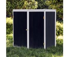 Armoire de jardin en bois anthracite blanc 2 portes 136x58x127cm Armoire à outils