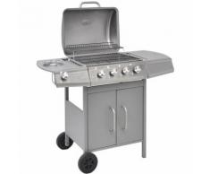 Barbecue à Gaz 4 + 1 Zone de Cuisson avec 2 Roulettes 104 x 55,4 x 97,7 cm Hauteur de Cuisson : 82