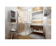 Porte de douche ANCOSWING 1/4 de rond, coulissante deux volets, en verre Sécurit transparent 4mm,