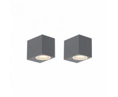 QAZQA Rustique /Moderne Set de 2 Applique Murales Baleno I Gris Aluminium Anthracite Cube /Carré