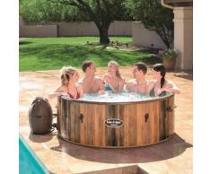 Hydromassage Spa Gonflable Effet Bois Bestway Helsinki 54189 Avec AirJet