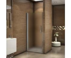 Porte de douche pivotante 70x187cm en verre sablé et anticalcaire installation en niche