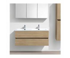 Double vasque à poser 160 cm Lavabo Marbre de synthèse Blanc salle de bain
