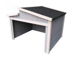 Garage pour Robot-tondeuse Toit gradin Bois massif Abri Automower Carport Gris 66,6x79,5x71,2cm