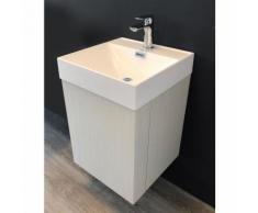Meuble de salle de bain Guest 450 aspect bois blanchi - vasque et sous-vasque - pour montage mural