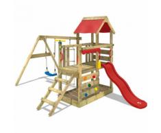 WICKEY Portique de jeux TurboFlyer Aire de jeux avec balançoire et toboggan rouge