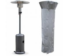 Chauffage d'extérieur gaz 12,5kW - Finland - Parasol chauffant gris, réglable, porte en façade,