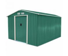 Abri de jardin en métal - cadre en zinc - vert - 2,5 x 3,1 mètres