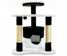Arbre à chat griffoir 2 colonnes en sisal 66x47x39(HxLxP) blanc/noir Modèle : Bommel F1 inclus