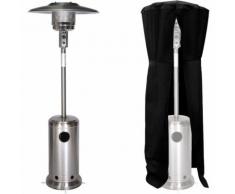 Parasol chauffant OSLO - chauffage d'extérieur gaz 12kW - inox + housse