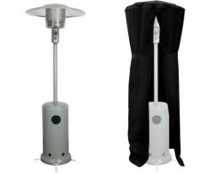 Parasol chauffant OSLO - chauffage d'extérieur gaz 12kW - acier gris clair + housse
