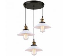 Suspension Luminaire Industrielle Vintage en Métal Fer , Rétro Lustre Lampe Plafonnier Corde