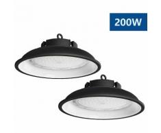 2×Anten Top 200W UFO Projecteur LED Lampe Industrielle Suspension IP65 Phare de Travail 13000LM
