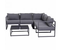 Ensemble salon de jardin d'angle design contemporain style yachting 5 places modulable avec
