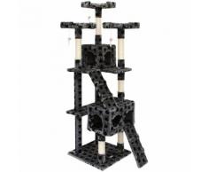 Arbre à chat Griffoir Julia Grand 170 cm Sisal Naturel Arbre de Jeu et Escalade Motif Patte Gris