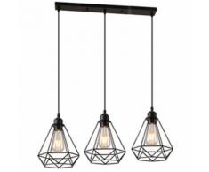 E27 Noir Suspension Luminaire Industrielle Geometrie Nid Style, Lampe de Plafond Vintage Lustre