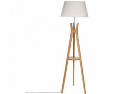 Lampadaire trépied en bambou avec tablette - H. 156 cm.