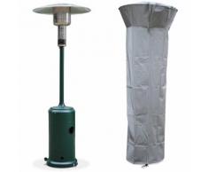 Chauffage d'extérieur gaz 12,5kW - Finland - Parasol chauffant vert, réglable, porte en façade,