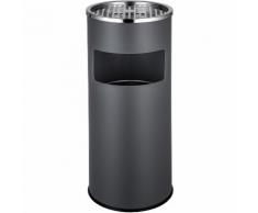 Cendrier Extérieur Intérieur sur Pied Poubelle 12 L en Acier Gris Foncé