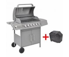 barbecue grill à gaz 6+1 foyers argenté MAJA+ MJ41909