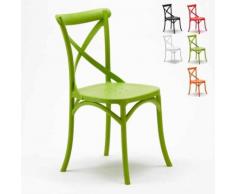 Chaise de cuisine restaurant en polypropylène VINTAGE Paysan Cross design | Vert