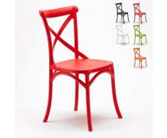 Chaise de cuisine restaurant en polypropylène VINTAGE Paysan Cross design | Rouge