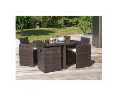 Salon de jardin en résine tressée avec table et 4 faute