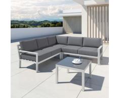 MIO - Salon de jardin design aluminium - Blanc Gris - intérieur/extérieur
