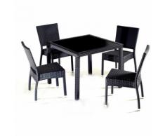 Salon de jardin en résine table carré 4 personnes