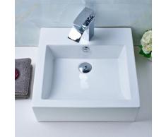Vasque à Poser en Céramique Lavabo pour Salle de Bain en Forme Carrée