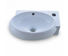 Élégant Lavabo de Salle de Bain en Céramique Vasque à Poser Solide Couleur Blanche