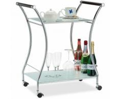 Chariot Service Range-Bouteilles, Table Roulante Opale, 2 Niveaux, Desserte Cuisine 79,5 x 68 x 42