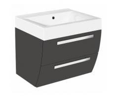 Meuble sous vasque+vasque fonte minerale ENNA anthracite brillant 2 tiroirs 600x544x500 mm