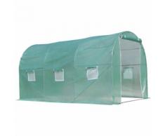 Serre de jardin tunnel surface sol 8 m² 4L x 2l x 2,10H m châssis tubulaire renforcé porte zippée 6