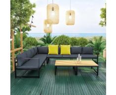 Salon modulable relevable de jardin en aluminium design convertible- Gris Noir- TORINO