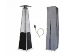 Parasol chauffant gaz flamme 13KW tube verre pyramidal chauffage exterieur pour terrasse + kit gaz