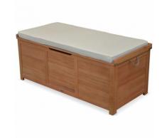 Coffre de jardin - CAJA beige - en bois 125x60cm rangement coussins avec vérin et poignées