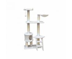 Arbre à chat en peluche sisal blanc 140 cm