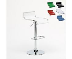 Tabouret pour bar cuisine haut fixe tournant réglable avec repose-pied FLORIDA | Blanc