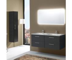 MEUBLE SALLE DE BAIN DE 120 CM AVEC QUATRE TIROIRS ET DOUBLE LAVABO BOSTON EN TANNER MIROIR