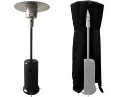 Parasol chauffant OSLO - chauffage d'extérieur gaz 12kW - acier noir + housse