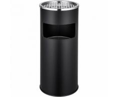 Cendrier Extérieur Intérieur sur Pied Poubelle 12 L en Acier Noir
