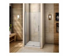 Porte de douche pivotante 80x195cm verre anticalcaire installation en niche avec le receveur de