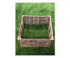 Potager carré en noisetier Tressage Horizontal - dimensions : 90 x 90 x 50 cm