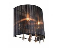 QAZQA Classique/Antique /Rustique /Moderne Applique murale Ann-Kathrin 2 Chrome avec abat-jour noir