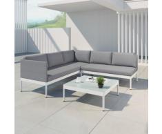 JUN - Ensemble salon de jardin raffiné en aluminium et résine tressée - gris/blanc